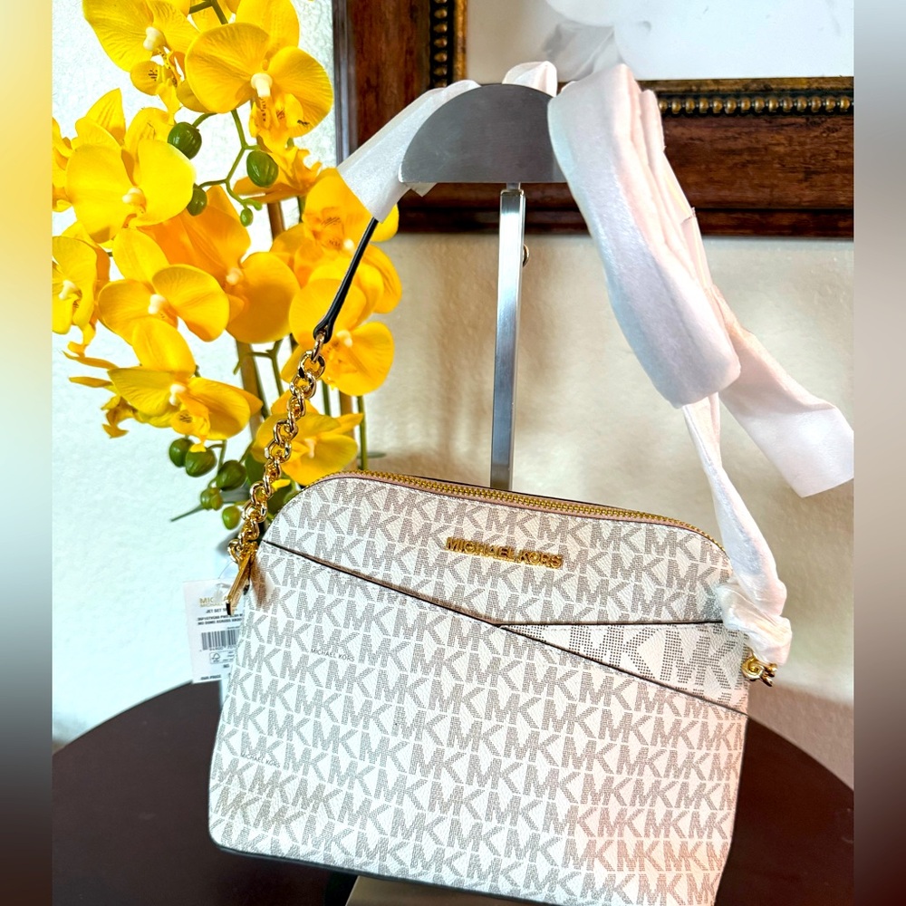 NWT Michael Kors White and Pink Crossbody Bag